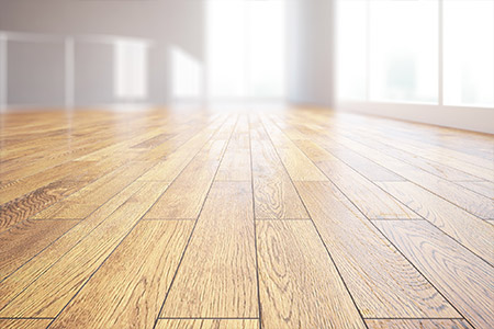 Bright solid wood flooring in a modern home