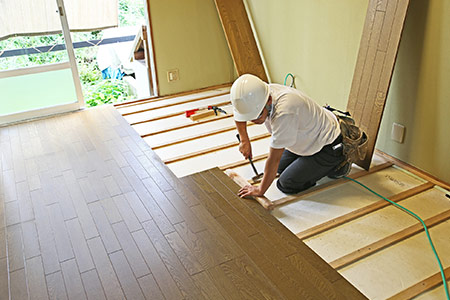 Professional flooring installation in an American home